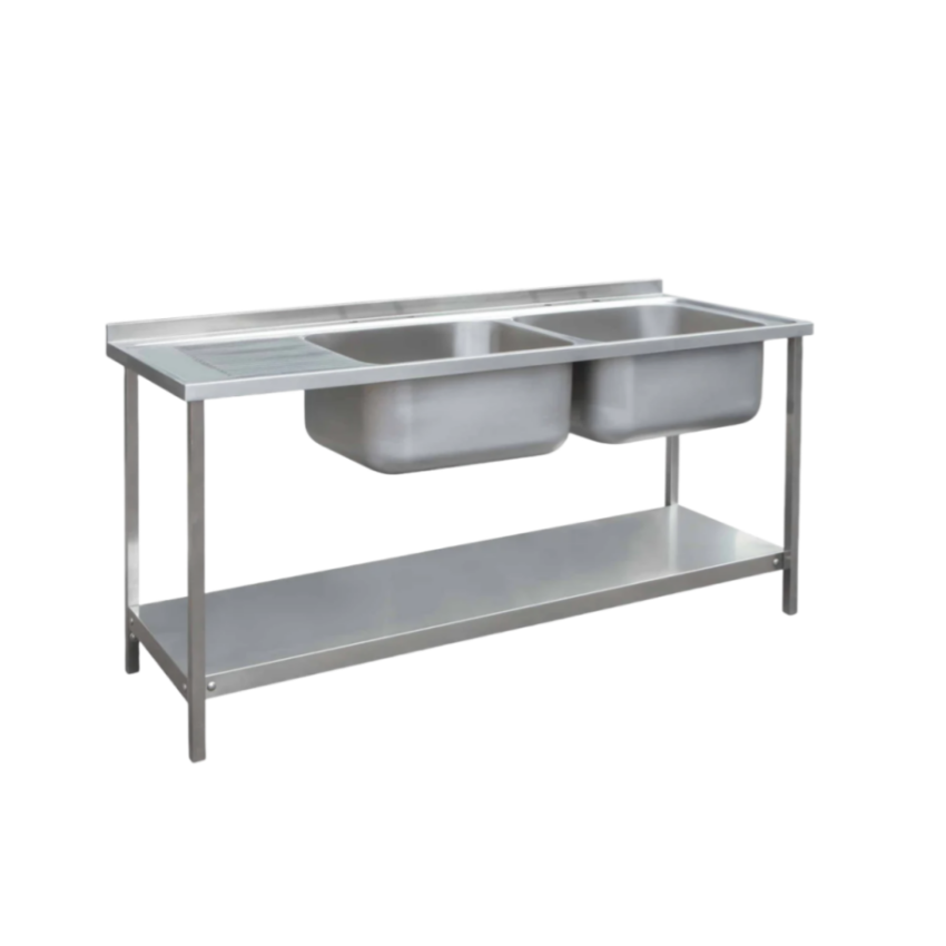Commercial Kitchen Double Sink - Zlewozmywak kuchenny komercyjny dwukomorowy ze stali