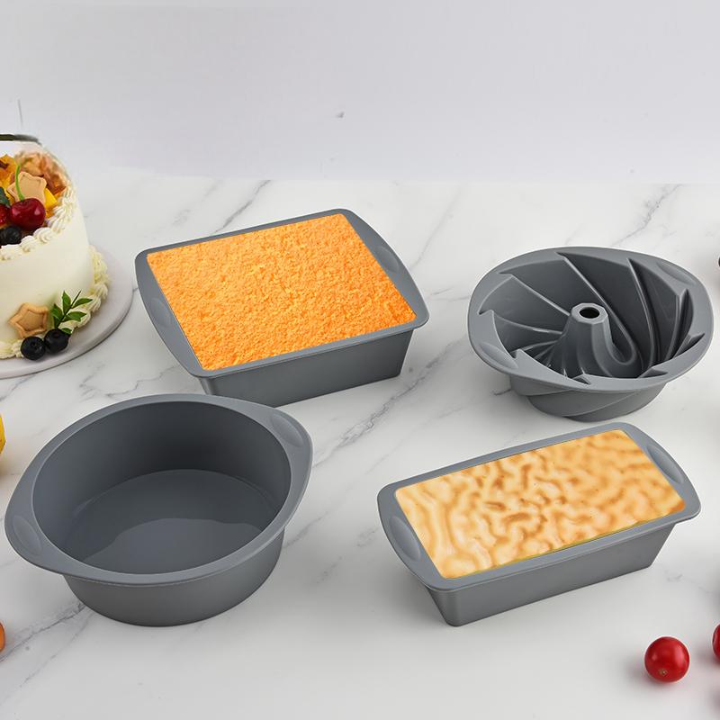 Commercial Kitchen Pans - Silikonowa forma kwadratowa do ciasta, 4-częściowa,