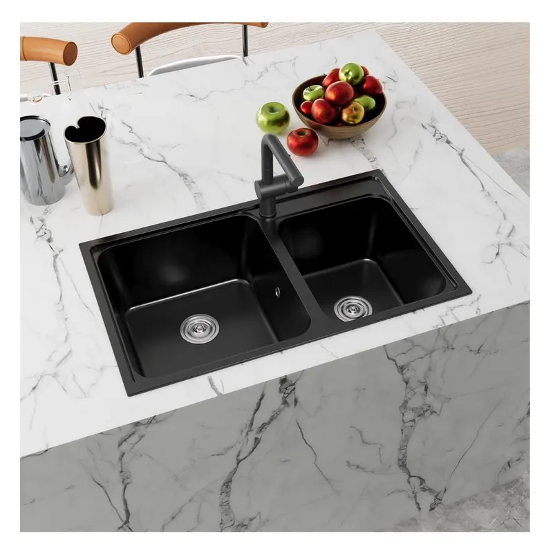 Commercial Kitchen Double Sink - Dwukomorowa zlewozmywak z żywicy o wysokiej