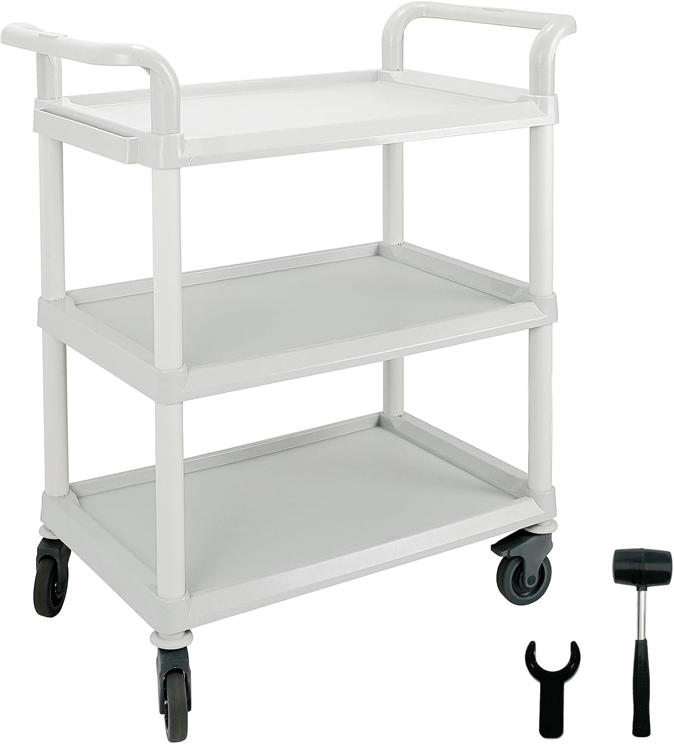 Commercial Kitchen Warehouse - Szary Duży 3-poziomowy Plastikowy Wózek Transportowy