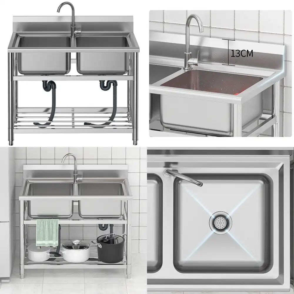 Commercial Kitchen Double Sink - Zlewozmywak kuchenny ze stali nierdzewnej 2026,