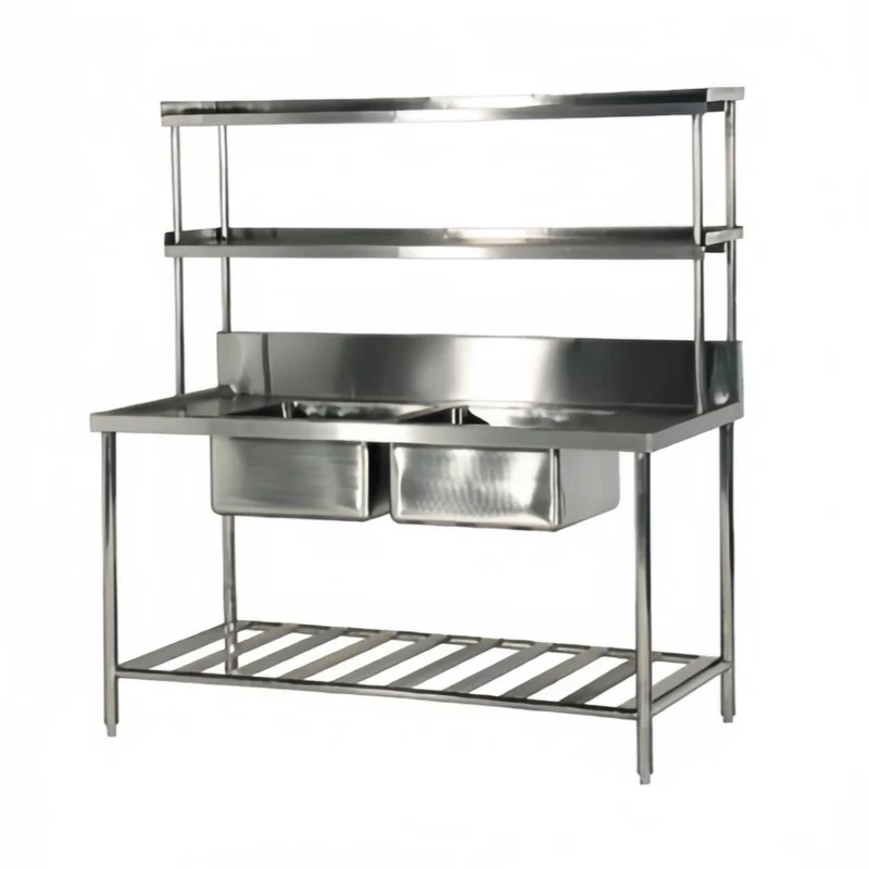 Commercial Kitchen Double Sink - Zlewozmywak dwukomorowy ze stali nierdzewnej z