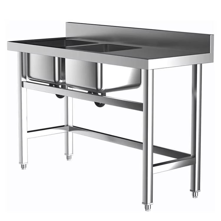 Commercial Kitchen Double Sink - Profesjonalny sprzęt kuchenny do hoteli: dwukomorowy