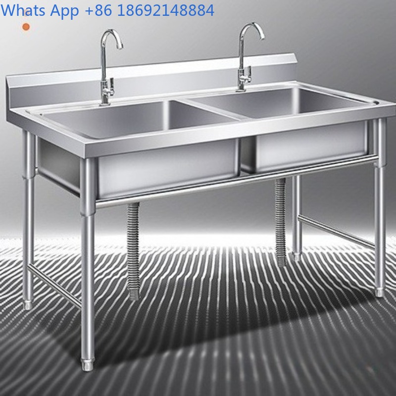 Commercial Kitchen Double Sink - Zlewozmywak komercyjny ze stali nierdzewnej, jednokomorowy,