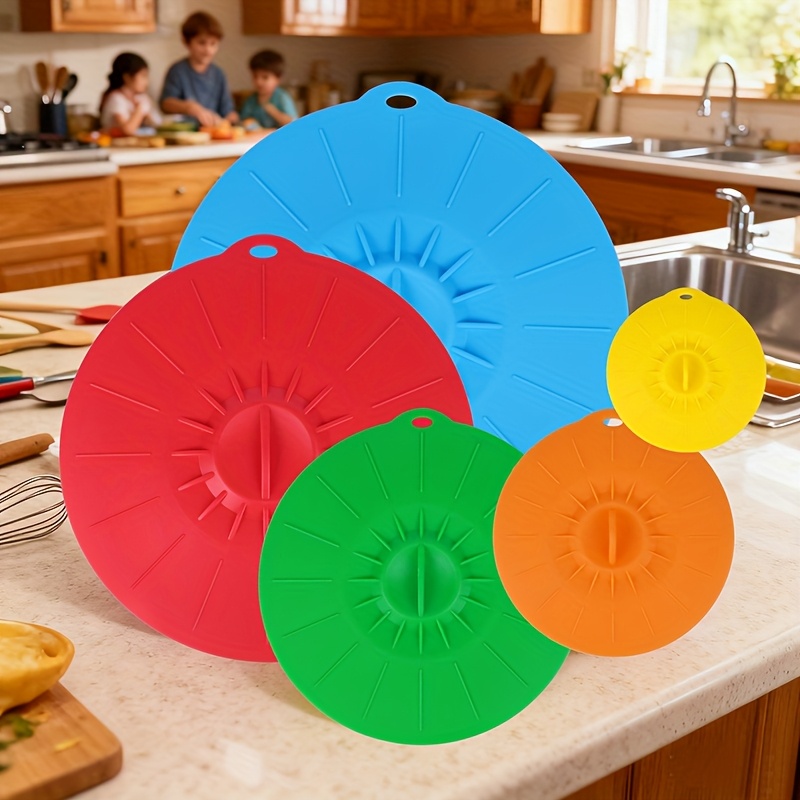 Commercial Kitchen Pans - 5-częściowy zestaw silikonowych pokrywek, żaroodporne pokrywki