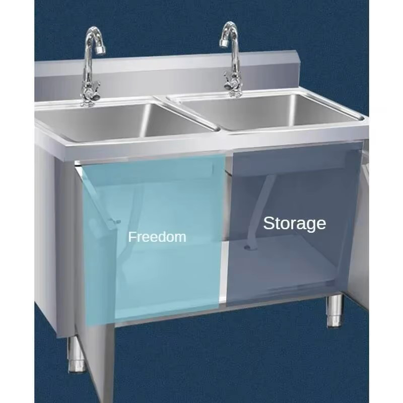 Komercyjne metalowe zlewy kuch – Commercial Kitchen Double Sink recenzja i cena