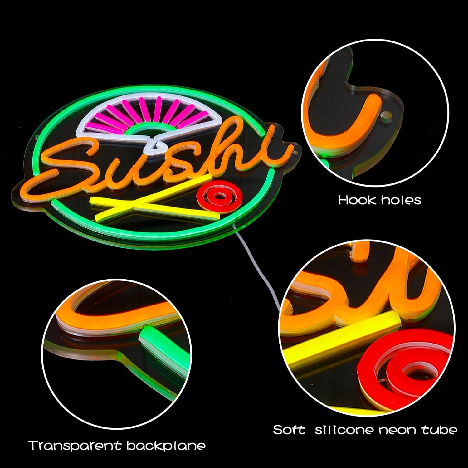 Neon Sushi do dekoracji ścian  – Commercial Kitchen Japanese recenzja i cena